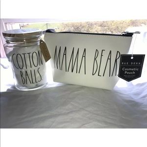 RAE DUNN 'MAMA BEAR' WHITE COSMETICS/MAKE-UP BAG